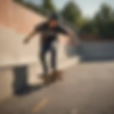 A skateboarder navigating around a series of anti-skateboard guards, highlighting the interaction between skaters and barriers.