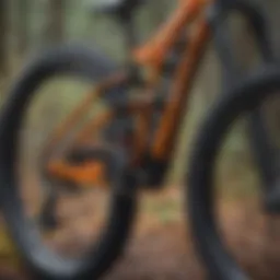 A close-up view of an enduro bike showcasing its suspension system