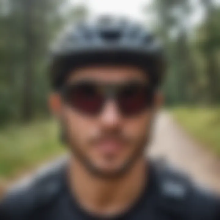 An extreme sports enthusiast wearing Pit Viper glasses while biking.