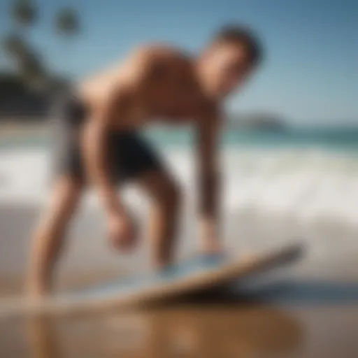 Rider demonstrating proper skim board sizing in action