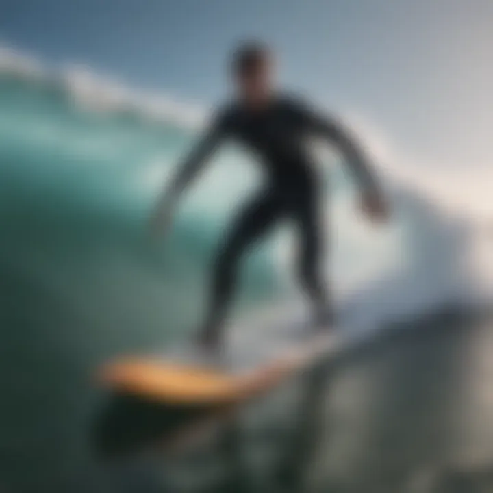 Surfer riding a wave with advanced waterproof equipment