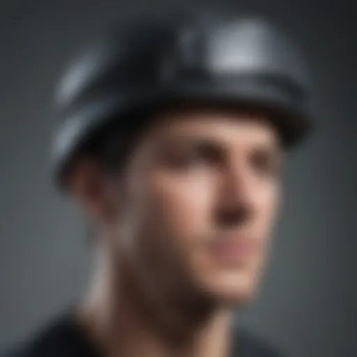 Close-up view of the headache hat showcasing its innovative design and material.