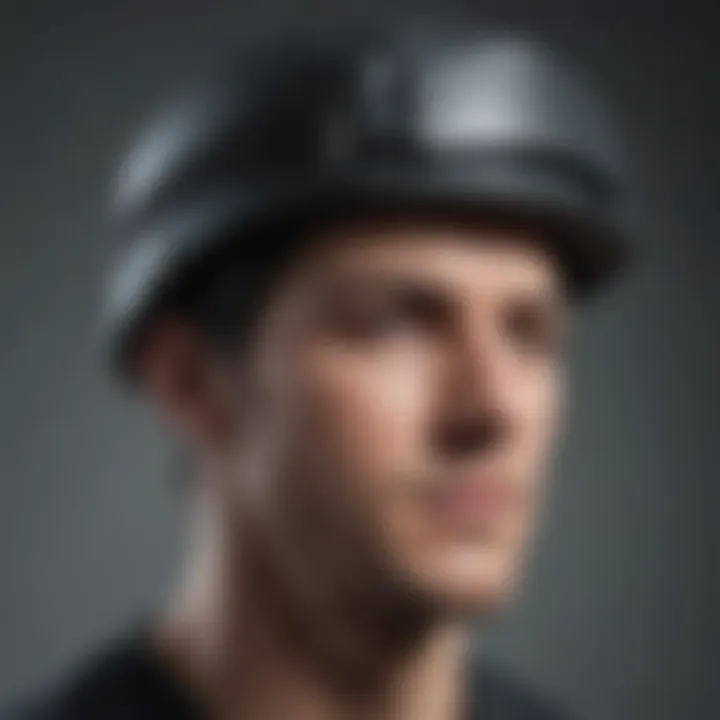 Close-up view of the headache hat showcasing its innovative design and material.