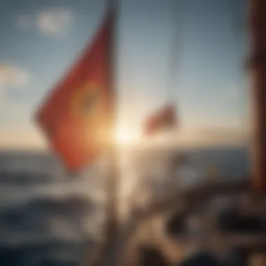Marine Flags in Communication An illustration of a ship communicating using marine flags.