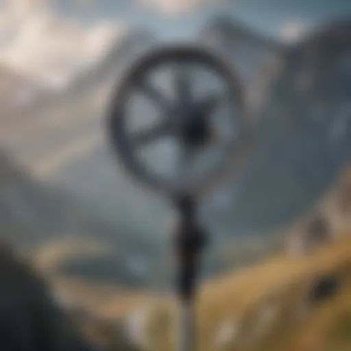 An advanced anemometer displaying wind speed in a mountainous environment