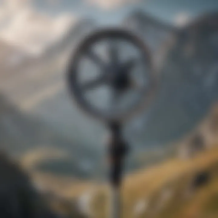 An advanced anemometer displaying wind speed in a mountainous environment