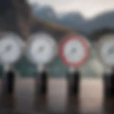 Different types of anemometers displayed on a table