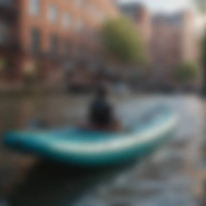 An array of paddle sports equipment laid out, highlighting the essentials for urban paddling adventures.