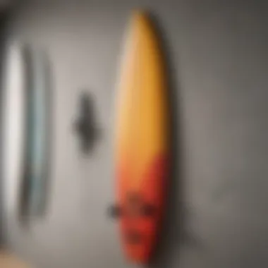 Elegant surfboard hooks mounted on a stylish wall