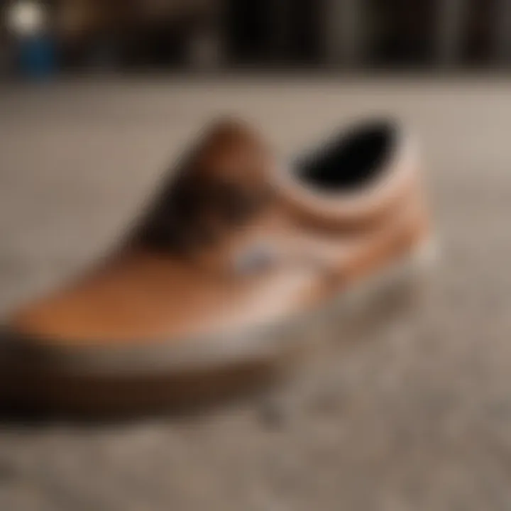 Side view of Vans brown sole shoes emphasizing design elements