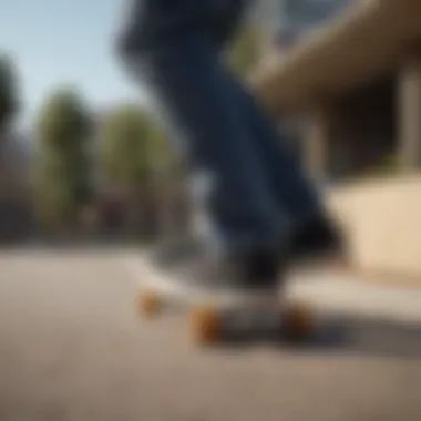 Athlete performing a skateboard trick while wearing Vans Gilbert Crockett shoes.