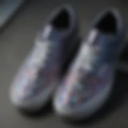 A close-up view of Vans iridescent checkerboard footwear highlighting the unique color shifts