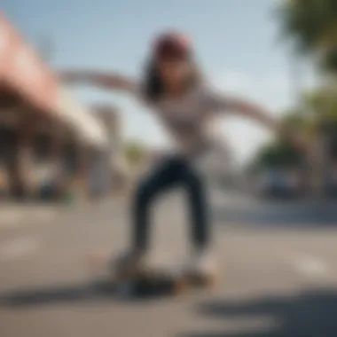 Lizzie Armanto performing a trick on her skateboard