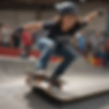 Lizzie Armanto at a skateboarding event, showcasing her skills