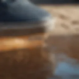 A close-up view of Vans Off the Wall Water and Stain Shield technology on footwear