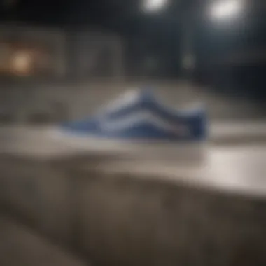 Vans Old Skool V Navy on skate park ramp