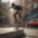 A skateboarder performing a trick in a vibrant urban setting, showcasing the spirit of extreme sports.