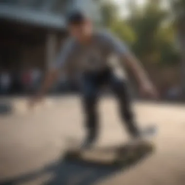 Instructor demonstrating skateboarding techniques to eager learners