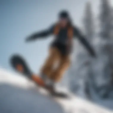 Snowboarding Action with Zumiez Equipment A snowboarder using a Zumiez board on a snowy slope